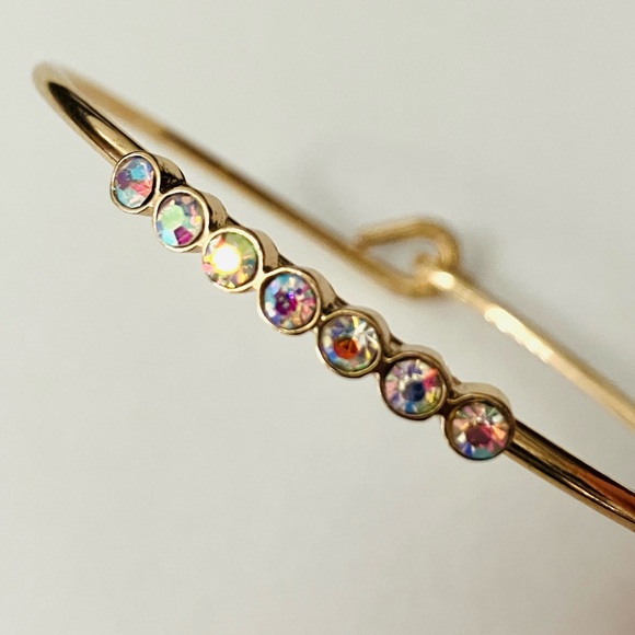 Gold Bangle Bracelet with Colorful Stones - Picture 2 of 2